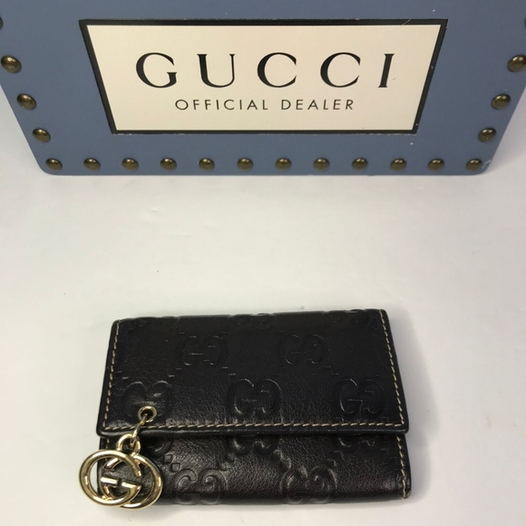 💯 Original GUCCIImprime Monogram GG Pierce 6 Key Case Black - Picture 16 of 16